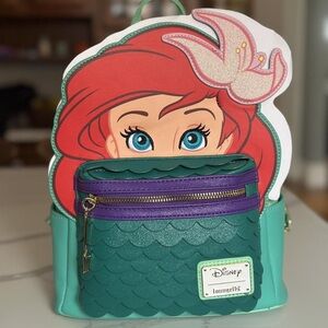 Disney Ariel Kids Backpack - Green and Purple